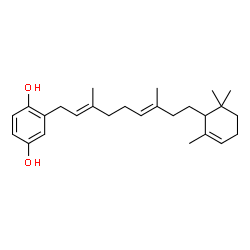 ChemSpider 2D Image | 2-[(2E,6E)-3,7-Dimethyl-9-(2,6,6-trimethyl-2-cyclohexen-1-yl)-2,6-nonadien-1-yl]-1,4-benzenediol | C26H38O2