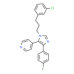 ChemSpider 2D Image | 4-{1-[3-(3-Chlorophenyl)propyl]-4-(4-fluorophenyl)-1H-imidazol-5-yl}pyridine | C23H19ClFN3