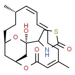ChemSpider 2D Image | 4-[(1S,4Z,8E,10Z,12S,15R,17R)-17-Hydroxy-5,12-dimethyl-3-oxo-2,16-dioxabicyclo[13.3.1]nonadeca-4,8,10-trien-17-yl]-1,3-thiazolidin-2-one | C22H31NO5S