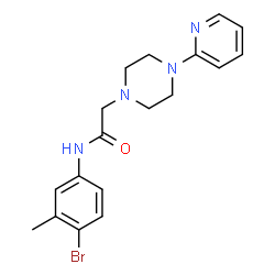 ChemSpider 2D Image | N-(4-Bromo-3-methylphenyl)-2-[4-(2-pyridinyl)-1-piperazinyl]acetamide | C18H21BrN4O