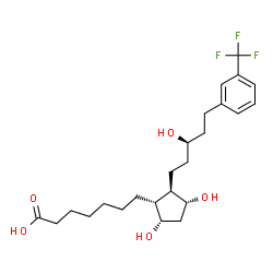 ChemSpider 2D Image | 7-[(1R,2R,3R,5S)-3,5-Dihydroxy-2-{(3R)-3-hydroxy-5-[3-(trifluoromethyl)phenyl]pentyl}cyclopentyl]heptanoic acid | C24H35F3O5