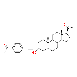 ChemSpider 2D Image | (3alpha,5beta,8xi,9xi,14xi)-3-[(4-Acetylphenyl)ethynyl]-3-hydroxypregnan-20-one | C31H40O3