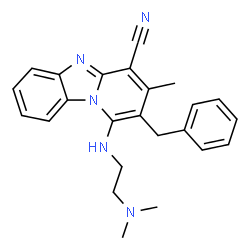 ChemSpider 2D Image | 2-Benzyl-1-{[2-(dimethylamino)ethyl]amino}-3-methylpyrido[1,2-a]benzimidazole-4-carbonitrile | C24H25N5