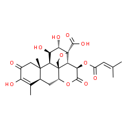 ChemSpider 2D Image | (11beta,12alpha,15beta)-3,11,12-Trihydroxy-15-[(3-methyl-2-butenoyl)oxy]-2,16-dioxo-13,20-epoxypicras-3-en-21-oic acid | C25H30O11