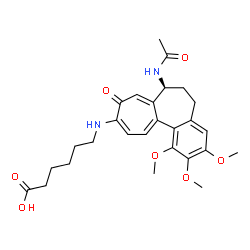 ChemSpider 2D Image | 6-{[(7S)-7-Acetamido-1,2,3-trimethoxy-9-oxo-5,6,7,9-tetrahydrobenzo[a]heptalen-10-yl]amino}hexanoic acid | C27H34N2O7