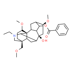 ChemSpider 2D Image | (1alpha,5xi,9xi,10xi,13xi,16beta,17xi)-20-Ethyl-8-hydroxy-1,16-dimethoxy-4-(methoxymethyl)aconitan-14-yl benzoate | C31H43NO6