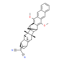 ChemSpider 2D Image | [(1R,16S,18S,19S,21R,24S,26R,27R)-3,14-Dimethoxy-18,27-dimethyldecacyclo[14.12.1.1~19,26~.1~21,24~.0~2,15~.0~4,13~.0~6,11~.0~17,28~.0~18,27~.0~20,25~]hentriaconta-2,4,6,8,10,12,14-heptaen-31-ylidene]m
alononitrile | C38H36N2O2