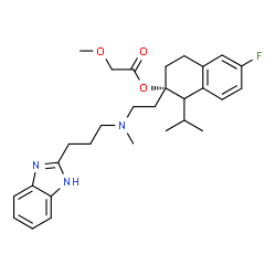 ChemSpider 2D Image | (2S)-2-(2-{[3-(1H-Benzimidazol-2-yl)propyl](methyl)amino}ethyl)-6-fluoro-1-isopropyl-1,2,3,4-tetrahydro-2-naphthalenyl methoxyacetate | C29H38FN3O3