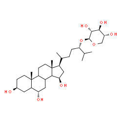 ChemSpider 2D Image | (3beta,6alpha,8xi,9xi,14xi,15beta,17alpha,20S,24S)-3,6,15-Trihydroxycholestan-24-yl beta-D-xylopyranoside | C32H56O8