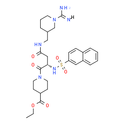 ChemSpider 2D Image | Ethyl 1-{N-[(1-carbamimidoyl-3-piperidinyl)methyl]-N~2~-(2-naphthylsulfonyl)-L-asparaginyl}-4-piperidinecarboxylate | C29H40N6O6S