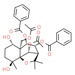 ChemSpider 2D Image | (1S,2S,5S,6S,7S,8R,9R,12R)-12-Acetoxy-6-(acetoxymethyl)-2,5-dihydroxy-2,10,10-trimethyl-11-oxatricyclo[7.2.1.0~1,6~]dodecane-7,8-diyl dibenzoate | C33H38O11