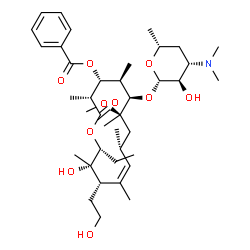 ChemSpider 2D Image | (3R,4R,5R,6R,7R,9R,10Z,12S,13S,14R)-6-{[(2S,3R,4S,6R)-4-(Dimethylamino)-3-hydroxy-6-methyltetrahydro-2H-pyran-2-yl]oxy}-14-ethyl-13-hydroxy-12-(2-hydroxyethyl)-7-methoxy-3,5,7,9,11,13-hexamethyl-2-oxo
oxacyclotetradec-10-en-4-yl benzoate | C39H63NO10