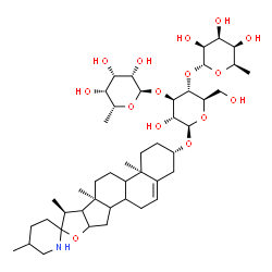 ChemSpider 2D Image | (3beta,8xi,9xi,14xi,16xi,17xi)-Spirosol-5-en-3-yl 6-deoxy-alpha-D-talopyranosyl-(1->3)-[6-deoxy-alpha-D-talopyranosyl-(1->4)]-beta-D-glucopyranoside | C45H73NO15