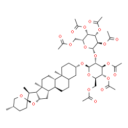 ChemSpider 2D Image | (3beta,25S)-Spirostan-3-yl 3,4,6-tri-O-acetyl-2-O-(2,3,4,6-tetra-O-acetyl-beta-D-galactopyranosyl)-beta-D-glucopyranoside | C53H78O20