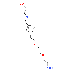 ChemSpider 2D Image | 2-{[(1-{2-[2-(2-Aminoethoxy)ethoxy]ethyl}-1H-1,2,3-triazol-4-yl)methyl]amino}ethanol | C11H23N5O3