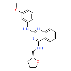 ChemSpider 2D Image | N~2~-(3-Methoxyphenyl)-N~4~-[(2S)-tetrahydro-2-furanylmethyl]-2,4-quinazolinediamine | C20H22N4O2