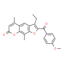 ChemSpider 2D Image | 3-Ethyl-2-(4-methoxybenzoyl)-5,9-dimethyl-7H-furo[3,2-g]chromen-7-one | C23H20O5