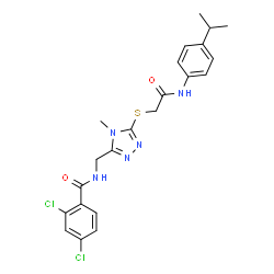 ChemSpider 2D Image | 2,4-Dichloro-N-{[5-({2-[(4-isopropylphenyl)amino]-2-oxoethyl}sulfanyl)-4-methyl-4H-1,2,4-triazol-3-yl]methyl}benzamide | C22H23Cl2N5O2S