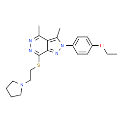 ChemSpider 2D Image | 2-(4-ethoxyphenyl)-3,4-dimethyl-7-[2-(1-pyrrolidinyl)ethylthio]pyrazolo[3,4-d]pyridazine | C21H27N5OS