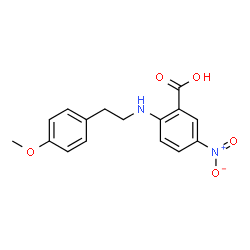ChemSpider 2D Image | 2-{[2-(4-Methoxyphenyl)ethyl]amino}-5-nitrobenzoic acid | C16H16N2O5