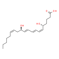 ChemSpider 2D Image | (5R,6Z,8E,10E,12R,14Z)-5,12-Dihydroxy-6,8,10,14-icosatetraenoic acid | C20H32O4