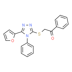 ChemSpider 2D Image | 2-{[5-(2-Furyl)-4-phenyl-4H-1,2,4-triazol-3-yl]sulfanyl}-1-phenylethanone | C20H15N3O2S