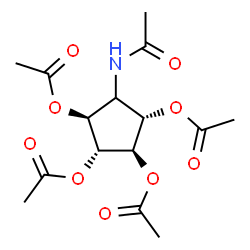 ChemSpider 2D Image | (1S,2R,3R,4S)-5-Acetamido-1,2,3,4-cyclopentanetetrayl tetraacetate | C15H21NO9