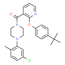 ChemSpider 2D Image | [4-(5-Chloro-2-methylphenyl)-1-piperazinyl]{2-[4-(2-methyl-2-propanyl)phenoxy]-3-pyridinyl}methanone | C27H30ClN3O2