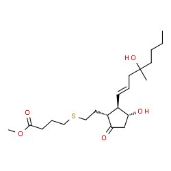 ChemSpider 2D Image | Methyl 4-[(2-{(1R,2R,3R)-3-hydroxy-2-[(1E)-4-hydroxy-4-methyl-1-octen-1-yl]-5-oxocyclopentyl}ethyl)sulfanyl]butanoate | C21H36O5S