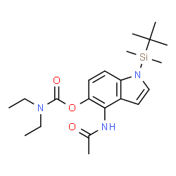 ChemSpider 2D Image | 4-Acetamido-1-[dimethyl(2-methyl-2-propanyl)silyl]-1H-indol-5-yl diethylcarbamate | C21H33N3O3Si