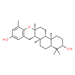 ChemSpider 2D Image | (2S,4aR,4bR,6aS,12aS,12bR,14aR)-1,1,4a,6a,8,12b-Hexamethyl-2,3,4,4a,4b,5,6,6a,12,12a,12b,13,14,14a-tetradecahydro-1H-naphtho[2,1-a]xanthene-2,10-diol | C27H40O3