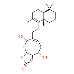 ChemSpider 2D Image | (6Z)-4,8-Dihydroxy-7-{2-[(4aS,8aS)-2,5,5,8a-tetramethyl-3,4,4a,5,6,7,8,8a-octahydro-1-naphthalenyl]ethyl}-5,8-dihydro-4H-furo[2,3-b]oxocin-2(9aH)-one | C25H36O5