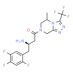ChemSpider 2D Image | (3R)-3-Amino-1-[5-methyl-3-(trifluoromethyl)-5,6-dihydro[1,2,4]triazolo[4,3-a]pyrazin-7(8H)-yl]-4-(2,4,5-trifluorophenyl)-1-butanone | C17H17F6N5O