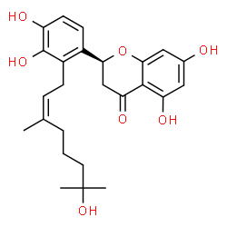 ChemSpider 2D Image | (2S)-2-{3,4-Dihydroxy-2-[(2Z)-7-hydroxy-3,7-dimethyl-2-octen-1-yl]phenyl}-5,7-dihydroxy-2,3-dihydro-4H-chromen-4-one | C25H30O7
