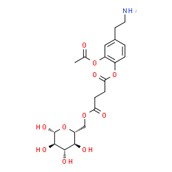 ChemSpider 2D Image | 6-O-{4-[2-Acetoxy-4-(2-aminoethyl)phenoxy]-4-oxobutanoyl}-beta-D-glucopyranose | C20H27NO11