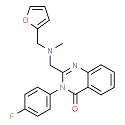 ChemSpider 2D Image | 3-(4-Fluorophenyl)-2-{[(2-furylmethyl)(methyl)amino]methyl}-4(3H)-quinazolinone | C21H18FN3O2