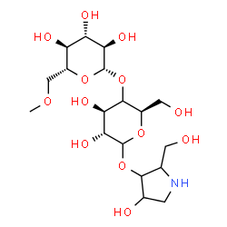 ChemSpider 2D Image | 4-Hydroxy-2-(hydroxymethyl)-3-pyrrolidinyl (4xi)-4-O-(6-O-methyl-beta-D-glucopyranosyl)-D-xylo-hexopyranoside | C18H33NO13