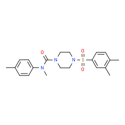 ChemSpider 2D Image | 4-[(3,4-Dimethylphenyl)sulfonyl]-N-methyl-N-(4-methylphenyl)-1-piperazinecarboxamide | C21H27N3O3S
