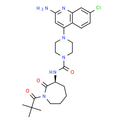 ChemSpider 2D Image | 4-(2-Amino-7-chloro-4-quinolinyl)-N-[(3S)-1-(2,2-dimethylpropanoyl)-2-oxo-3-azepanyl]-1-piperazinecarboxamide | C25H33ClN6O3