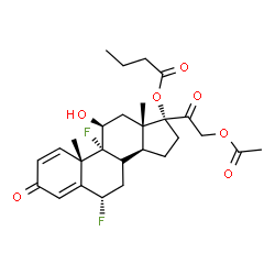 ChemSpider 2D Image | (6alpha,8xi,11beta)-21-Acetoxy-6,9-difluoro-11-hydroxy-3,20-dioxopregna-1,4-dien-17-yl butyrate | C27H34F2O7