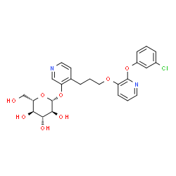ChemSpider 2D Image | 4-(3-{[2-(3-Chlorophenoxy)-3-pyridinyl]oxy}propyl)-3-pyridinyl beta-L-glucopyranoside | C25H27ClN2O8