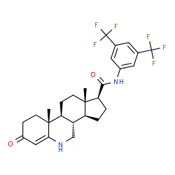 ChemSpider 2D Image | (1S,3aS,3bS,9aR,9bS,11aS)-N-[3,5-Bis(trifluoromethyl)phenyl]-9a,11a-dimethyl-7-oxo-2,3,3a,3b,4,5,7,8,9,9a,9b,10,11,11a-tetradecahydro-1H-cyclopenta[i]phenanthridine-1-carboxamide | C27H30F6N2O2