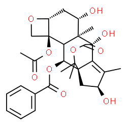 ChemSpider 2D Image | (1S,2S,4S,7R,9S,10S,11R,14S)-4-Acetoxy-9,11,14-trihydroxy-10,13,16,16-tetramethyl-18-oxo-6,17-dioxapentacyclo[9.4.3.0~1,12~.0~3,10~.0~4,7~]octadec-12-en-2-yl benzoate | C29H34O10