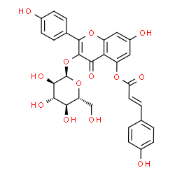 ChemSpider 2D Image | 3-(alpha-D-Glucopyranosyloxy)-7-hydroxy-2-(4-hydroxyphenyl)-4-oxo-4H-chromen-5-yl (2E)-3-(4-hydroxyphenyl)acrylate | C30H26O13