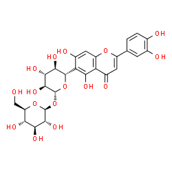 ChemSpider 2D Image | (5S)-5-[2-(3,4-Dihydroxyphenyl)-5,7-dihydroxy-4-oxo-4H-chromen-6-yl]-beta-L-xylopyranosyl beta-D-glucopyranoside | C26H28O16