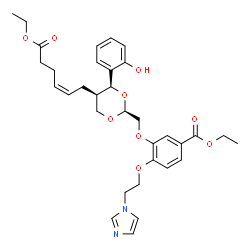 ChemSpider 2D Image | Ethyl 3-{[(2S,4S,5R)-5-[(2Z)-6-ethoxy-6-oxo-2-hexen-1-yl]-4-(2-hydroxyphenyl)-1,3-dioxan-2-yl]methoxy}-4-[2-(1H-imidazol-1-yl)ethoxy]benzoate | C33H40N2O9