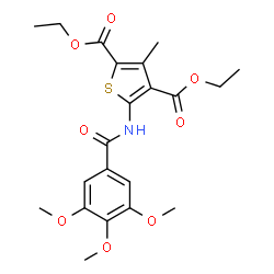 ChemSpider 2D Image | Diethyl 3-methyl-5-[(3,4,5-trimethoxybenzoyl)amino]-2,4-thiophenedicarboxylate | C21H25NO8S