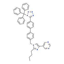 ChemSpider 2D Image | 5-(2-Butyl-1-{[4'-(1-trityl-1H-tetrazol-5-yl)-4-biphenylyl]methyl}-1H-imidazol-4-yl)pyrimidine | C44H38N8