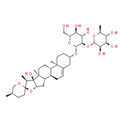 ChemSpider 2D Image | (3beta,25R)-17-Hydroxyspirost-5-en-3-yl 2-O-(6-deoxy-alpha-L-mannopyranosyl)-beta-D-glucopyranoside | C39H62O13