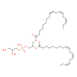 ChemSpider 2D Image | 3-{[(2,3-Dihydroxypropoxy)(hydroxy)phosphoryl]oxy}-2-[(9Z,12Z,15Z)-9,12,15-octadecatrienoyloxy]propyl (9Z,12Z,15Z)-9,12,15-octadecatrienoate | C42H71O10P